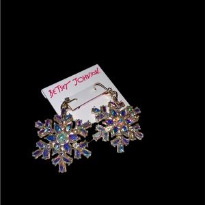 Betsey Johnson Gold Tone Drop Snowflake earrings